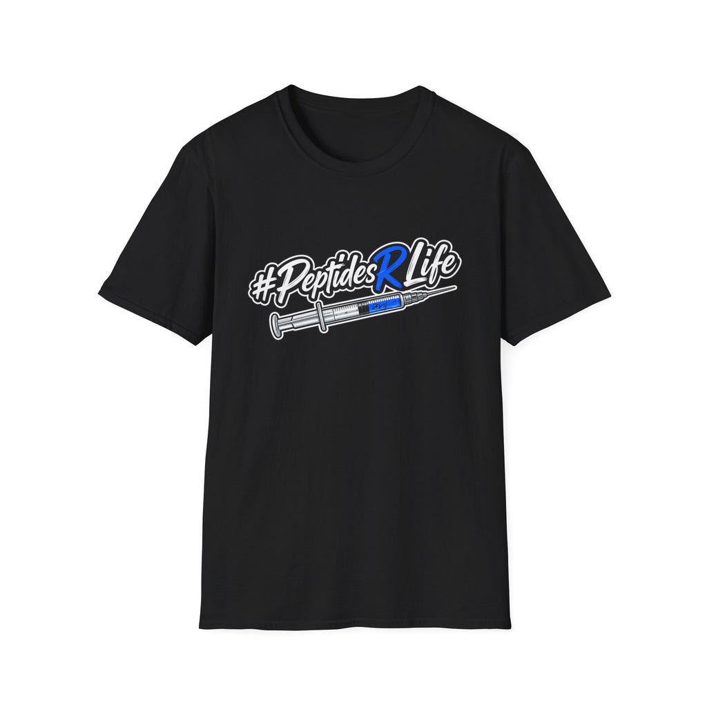 Peptides R Life T-Shirt — #PeptidesRLife Syringe Design for Biohacking & Fitness Enthusiasts
