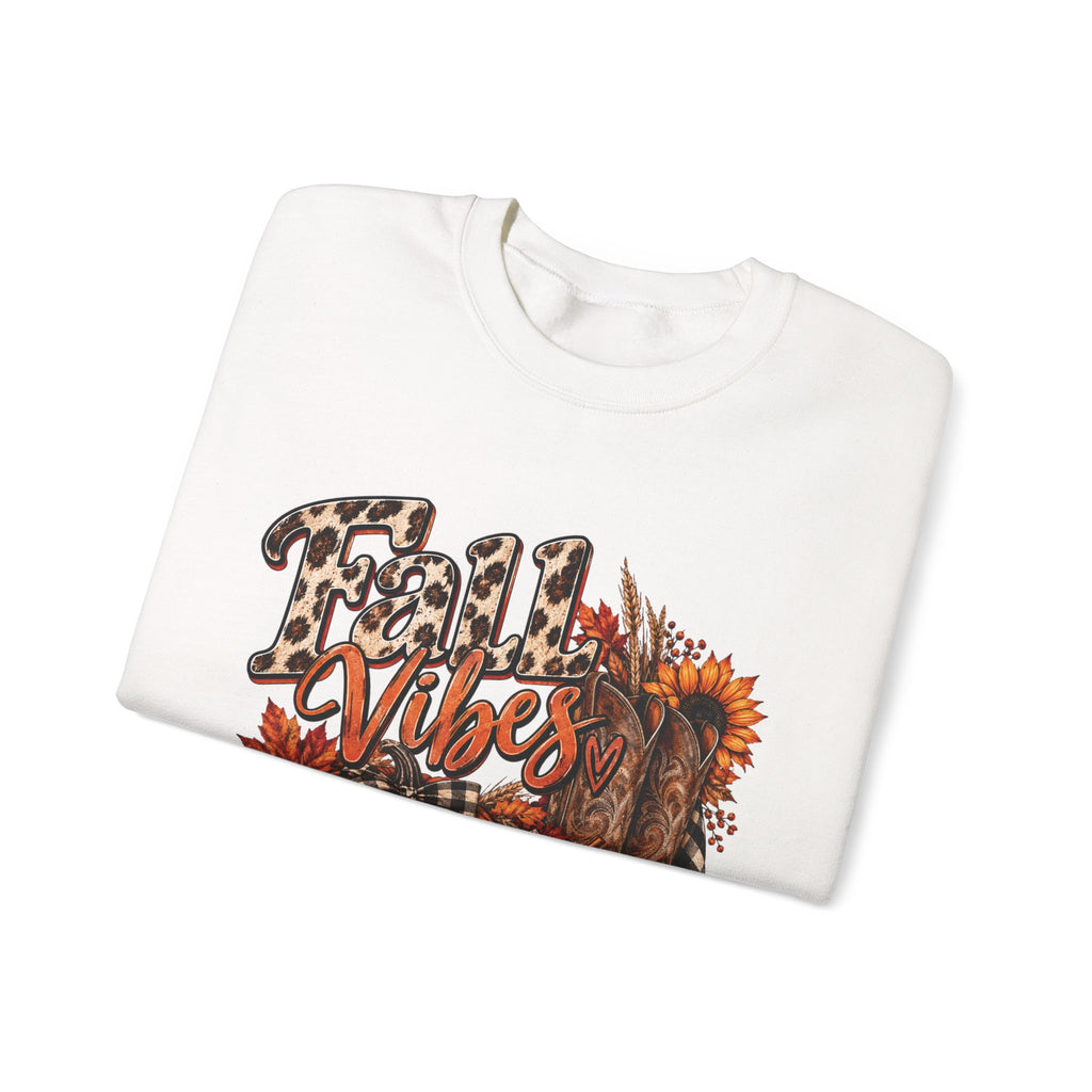 Fall Vibes Sweatshirt — Autumn Pumpkin & Plaid Cozy Crewneck