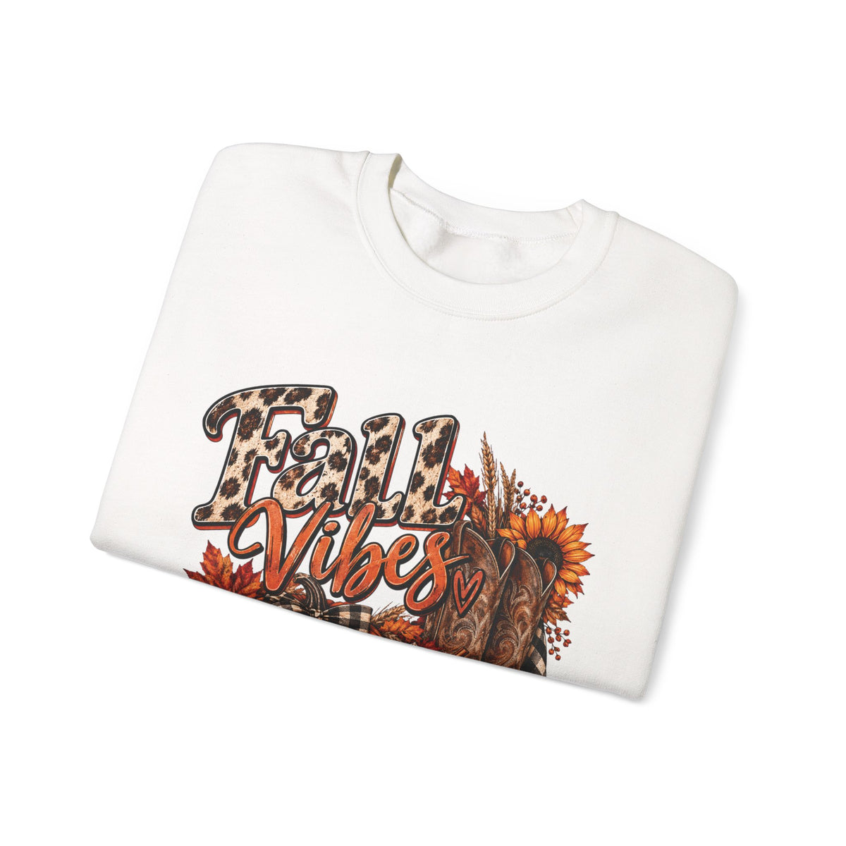 Fall Vibes Sweatshirt — Autumn Pumpkin & Plaid Cozy Crewneck