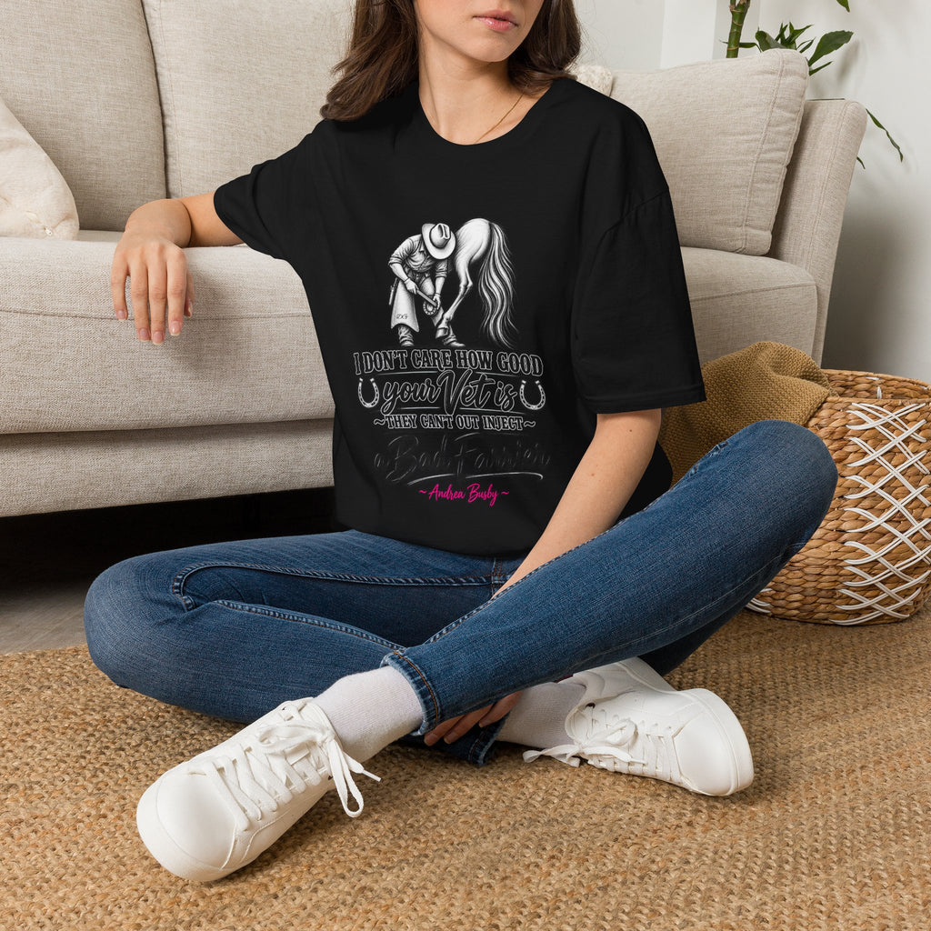 Farrier & Vet Humor T-Shirt – “I Don’t Care How Good Your Vet Is” Horse Lover Tee