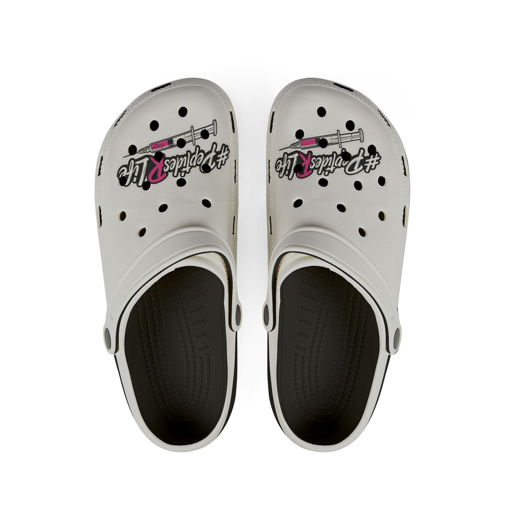 Nurse Life EVA Foam Clogs - White Medical Comfort Clogs with Stethoscope Design