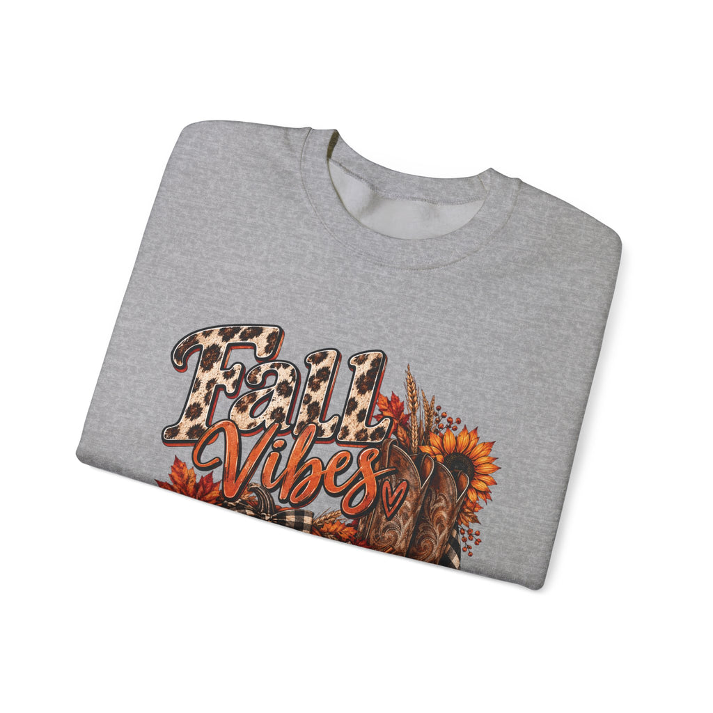 Fall Vibes Sweatshirt — Autumn Pumpkin & Plaid Cozy Crewneck