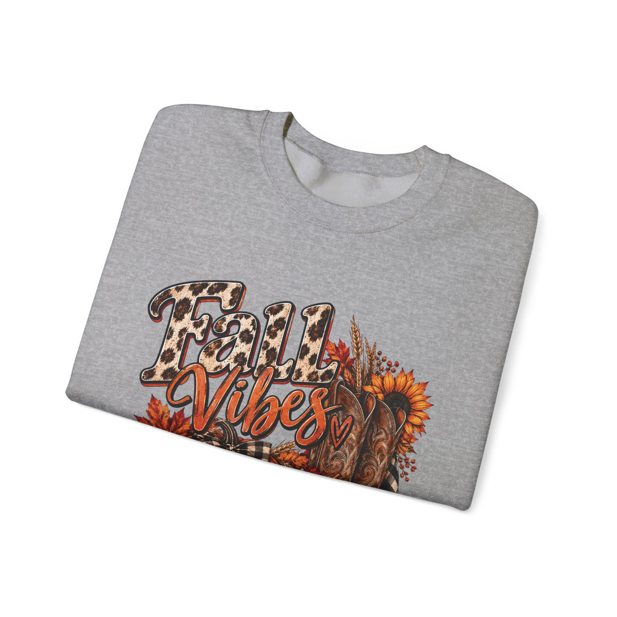 Fall Vibes Sweatshirt — Autumn Pumpkin & Plaid Cozy Crewneck