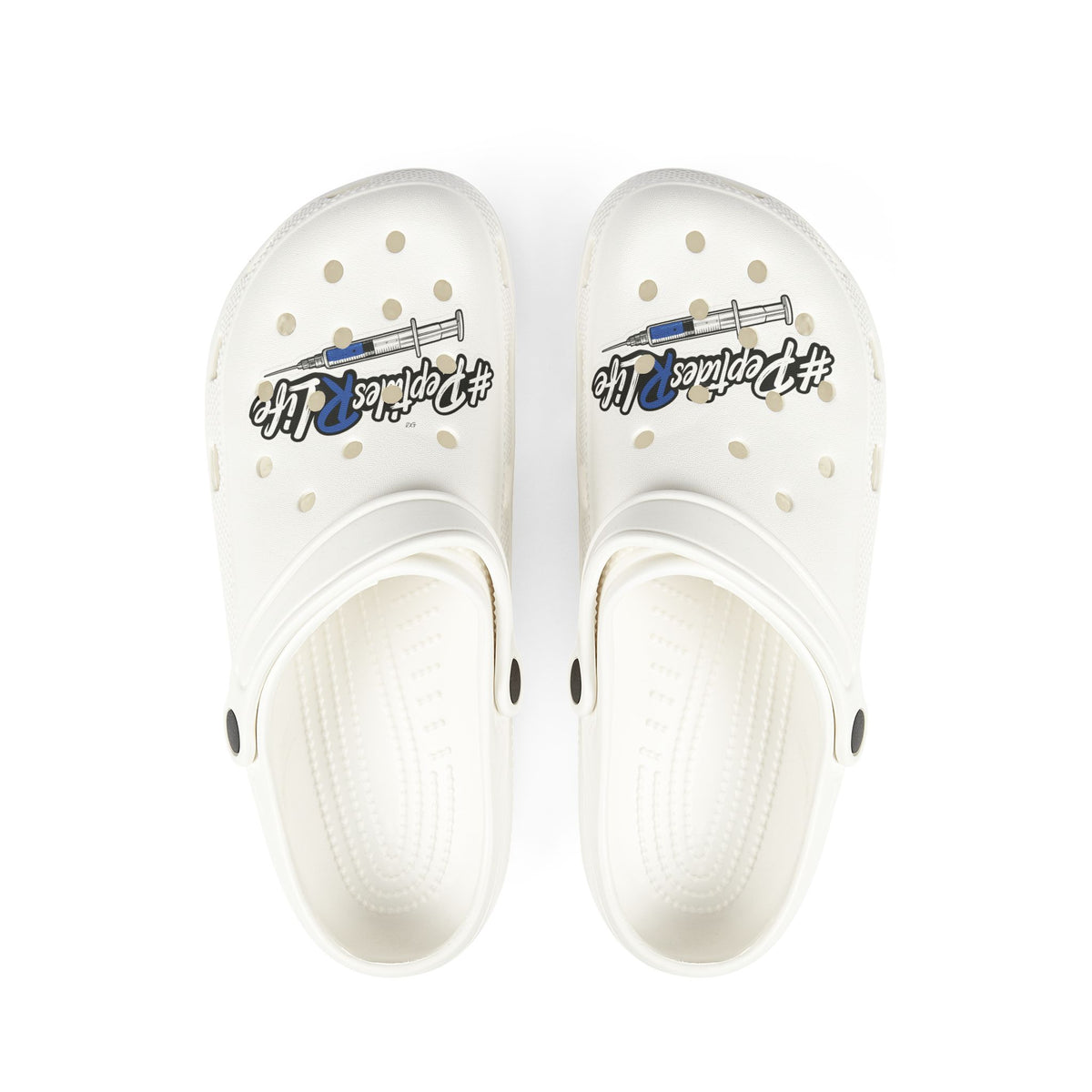 White EVA Foam Clogs with 'Happiness Life' Surfboard Graphic