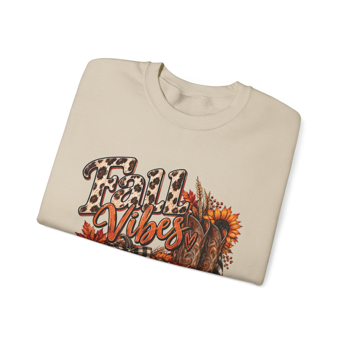 Fall Vibes Sweatshirt — Autumn Pumpkin & Plaid Cozy Crewneck