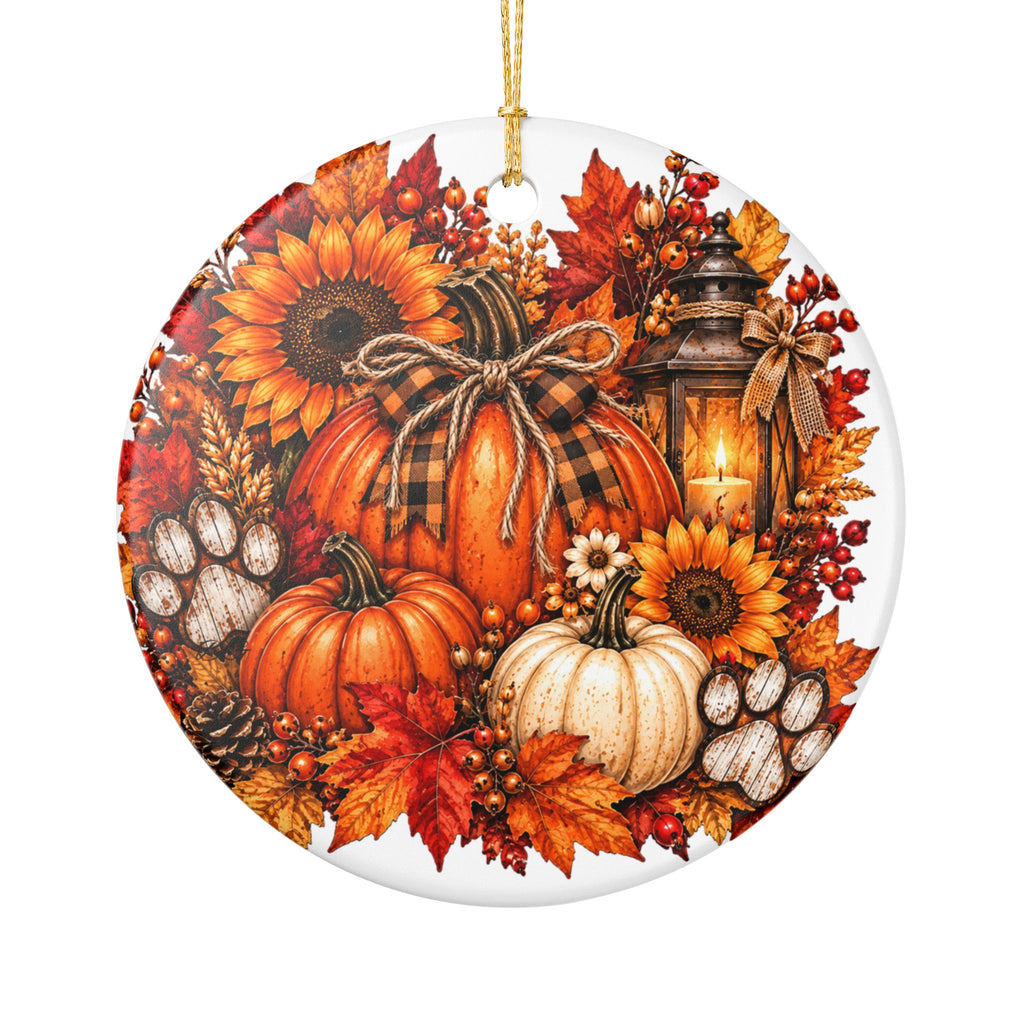 Autumn Pumpkin Ceramic Ornament — Fall Harvest Decoration