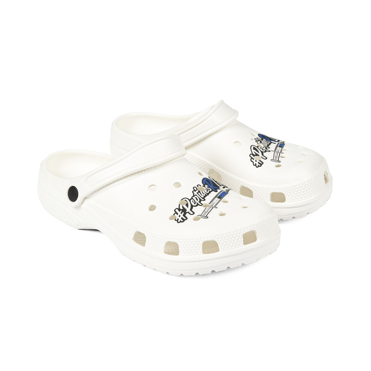 White EVA Foam Clogs with 'Happiness Life' Surfboard Graphic