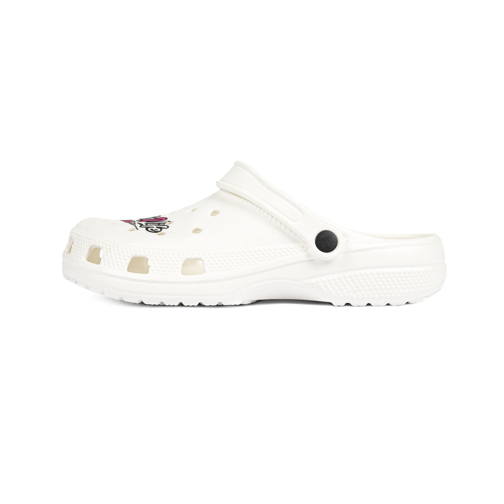 Nurse Life EVA Foam Clogs - White Medical Comfort Clogs with Stethoscope Design