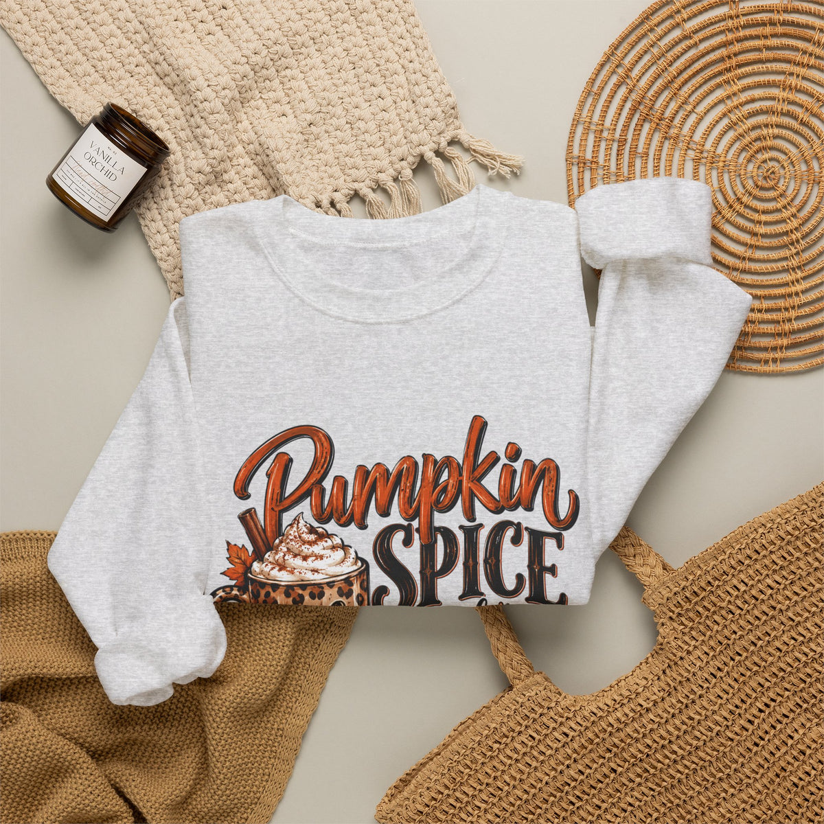 Pumpkin Spice Crewneck Sweatshirt — "Pumpkin Spice and No I'm Not Nice" Fall Pullover