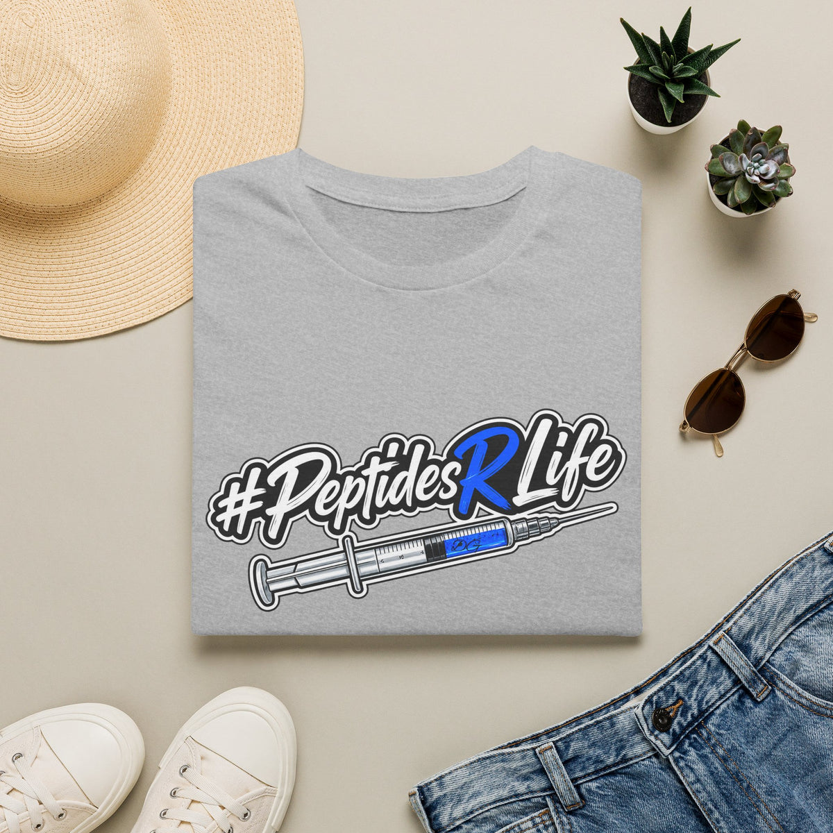 Peptides R Life T-Shirt — #PeptidesRLife Syringe Design for Biohacking & Fitness Enthusiasts
