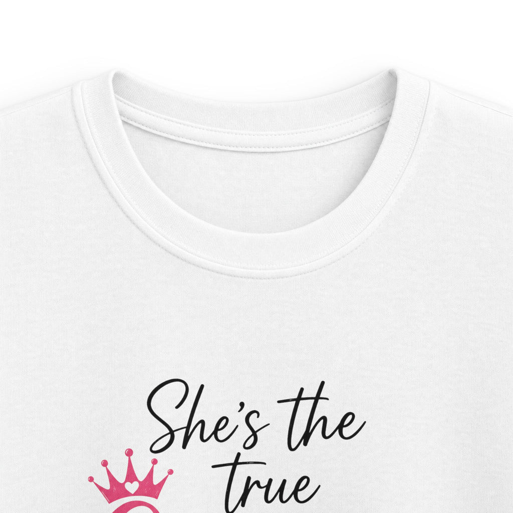 Kids Tee — "She's the True Queen, I'm Just Here for the Ride" Horse & Girl Graphic