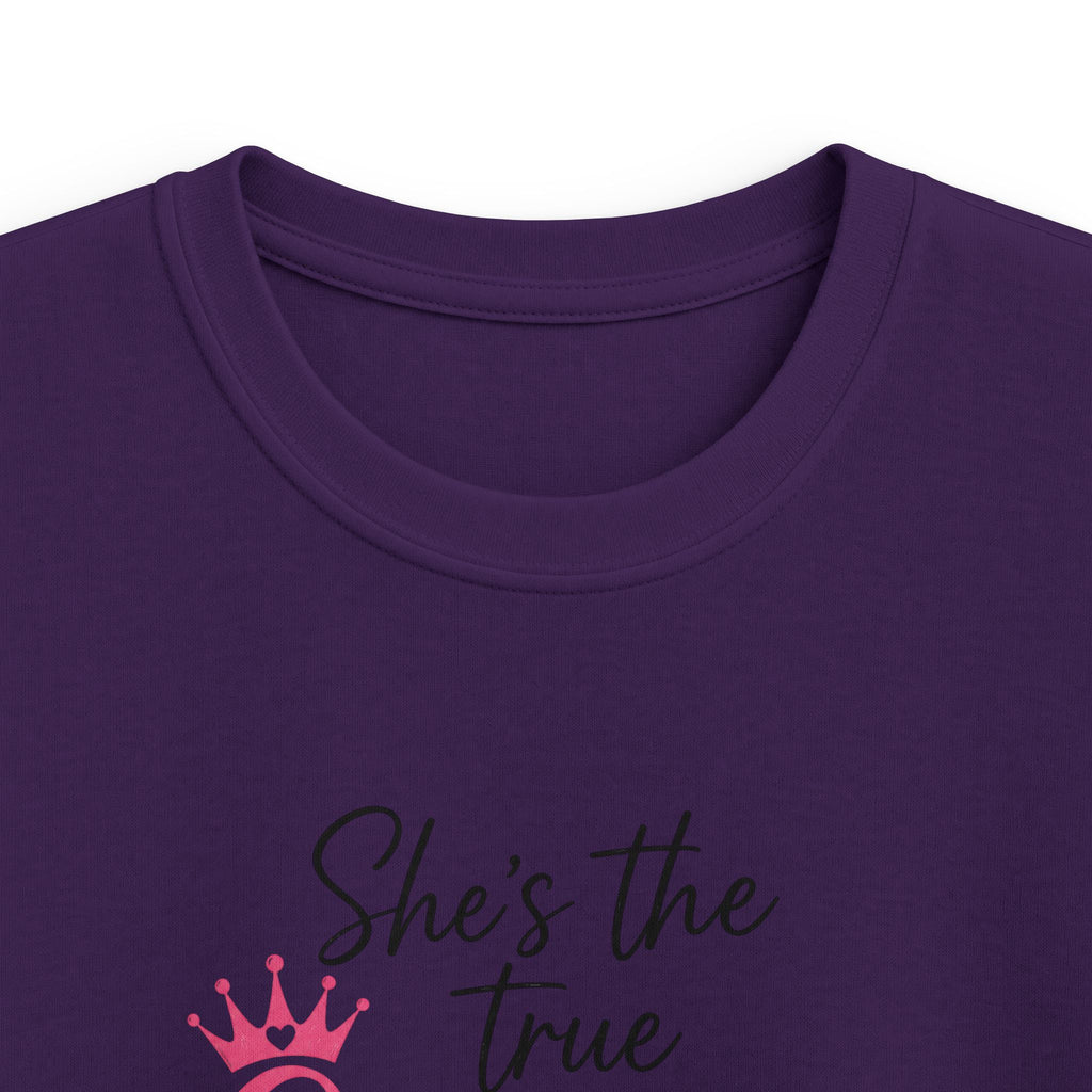 Kids Tee — "She's the True Queen, I'm Just Here for the Ride" Horse & Girl Graphic