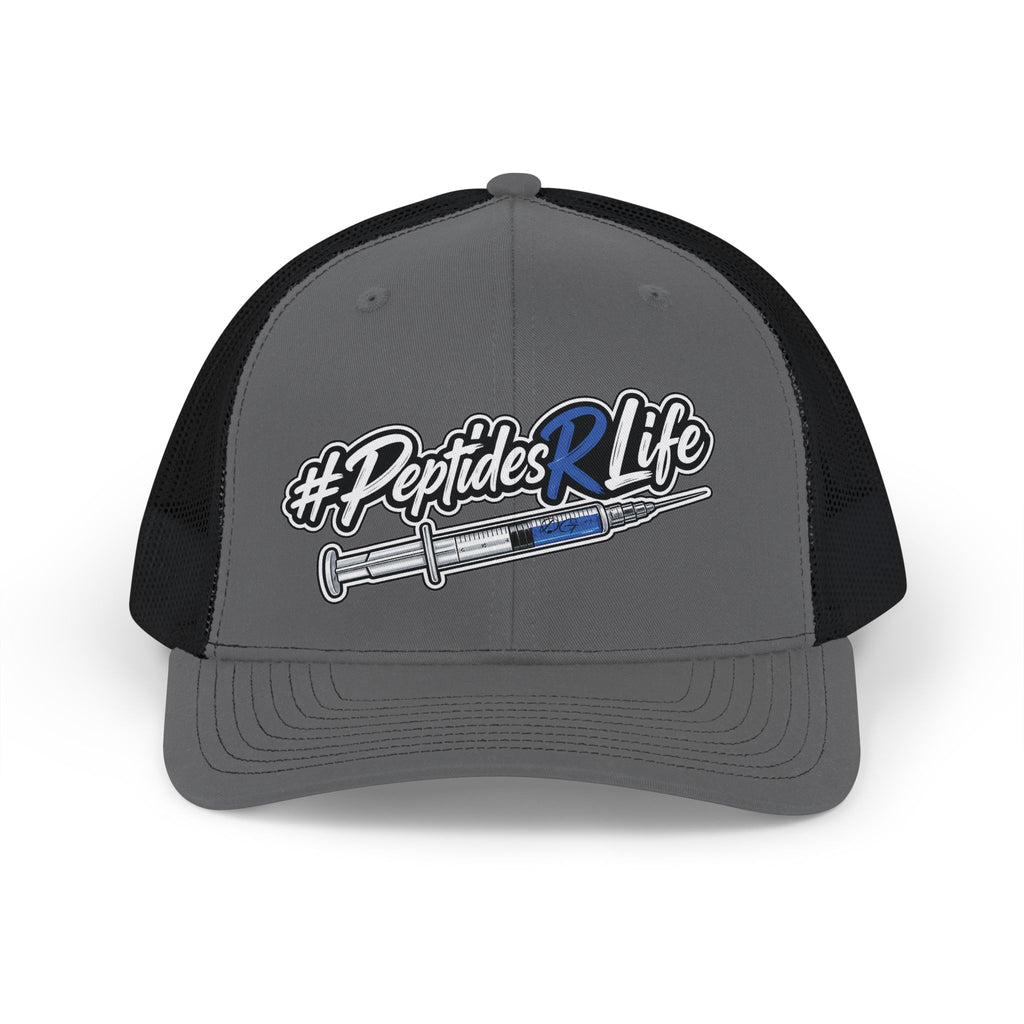 Snapback Trucker Cap — #PeptidesLife Embroidered Syringe Fitness Hat