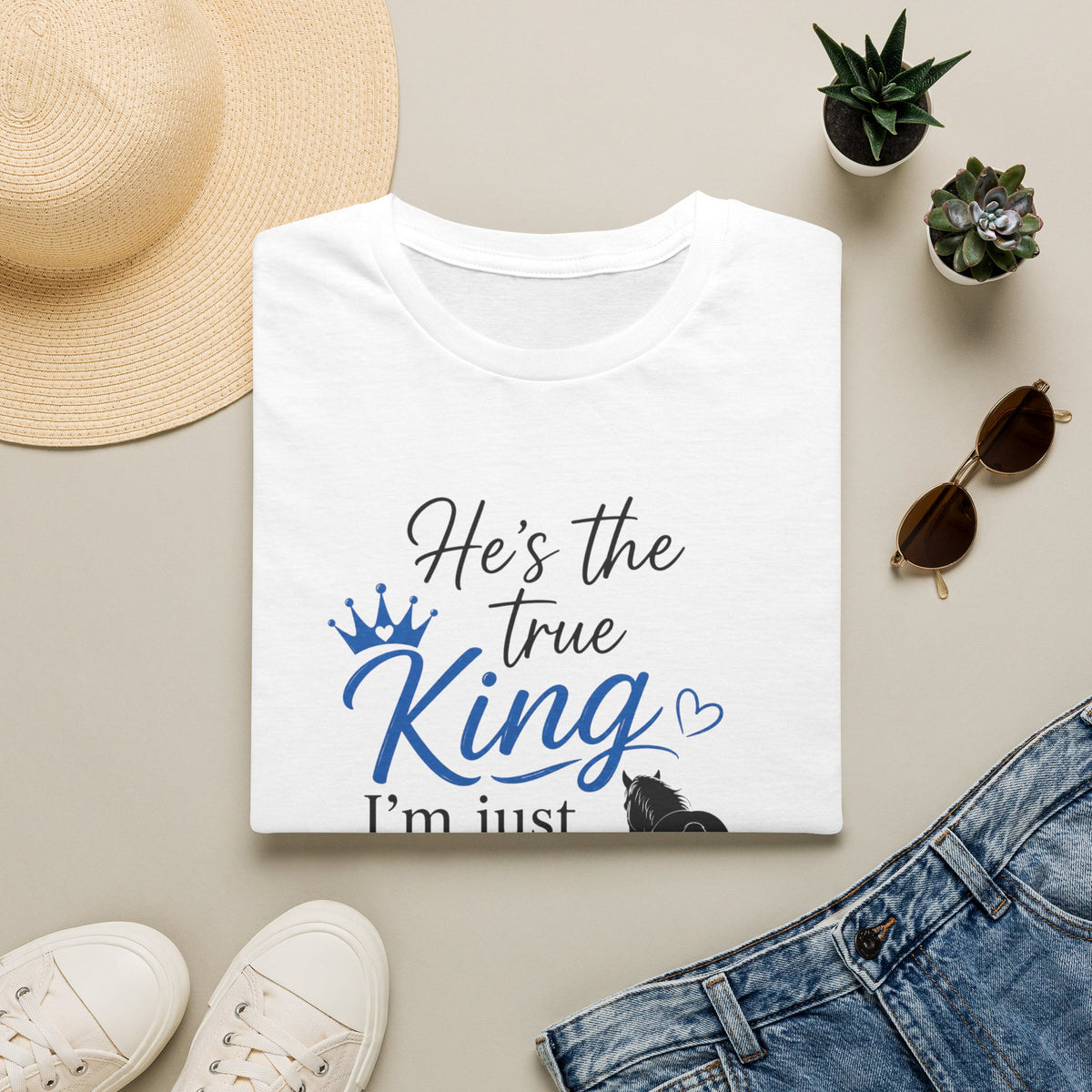 He's the True King T-Shirt — Christian Faith 'I'm Just Here for the Ride' Graphic Tee