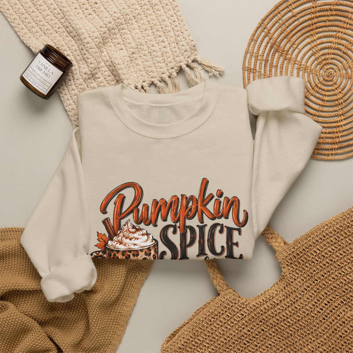 Pumpkin Spice Crewneck Sweatshirt — "Pumpkin Spice and No I'm Not Nice" Fall Pullover