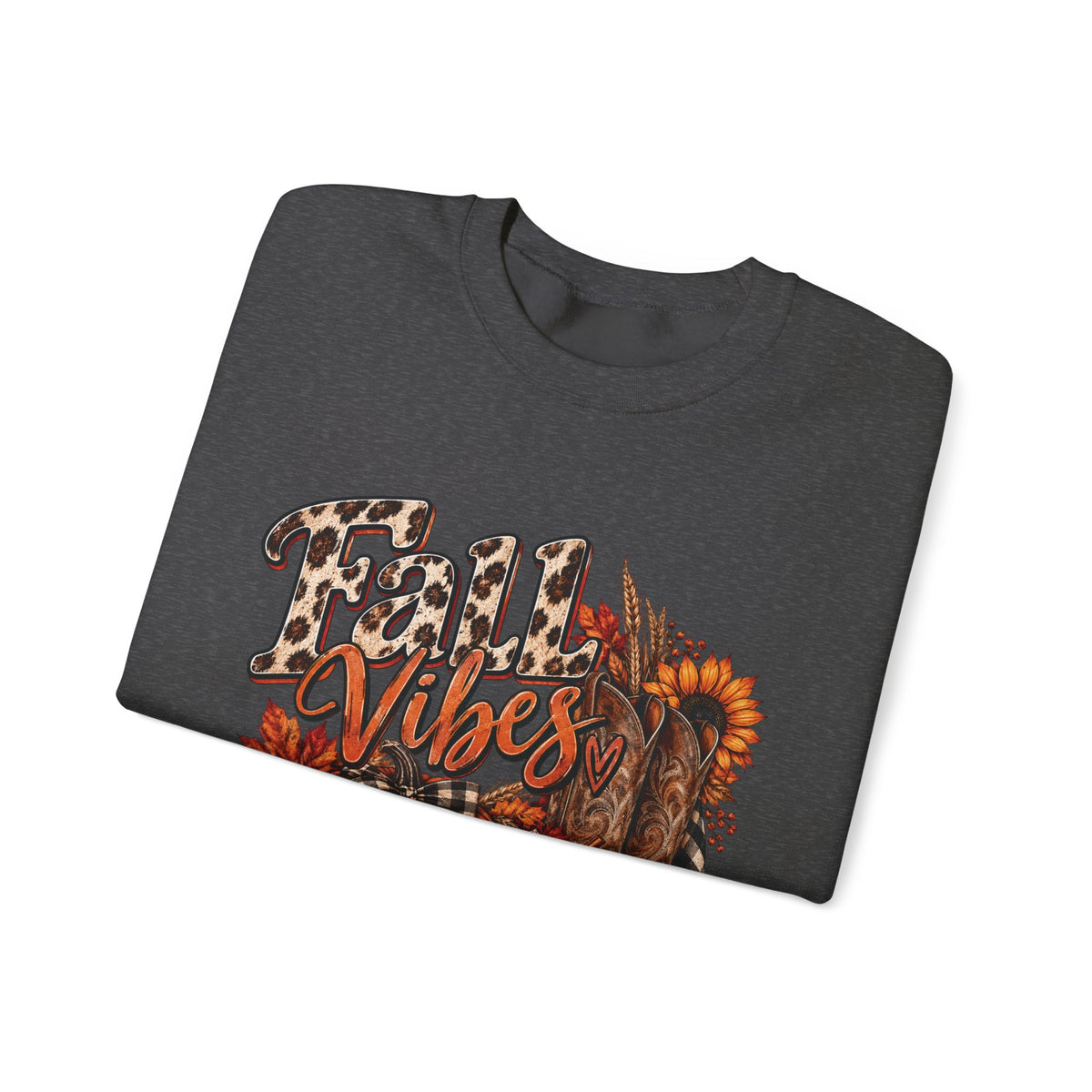 Fall Vibes Sweatshirt — Autumn Pumpkin & Plaid Cozy Crewneck