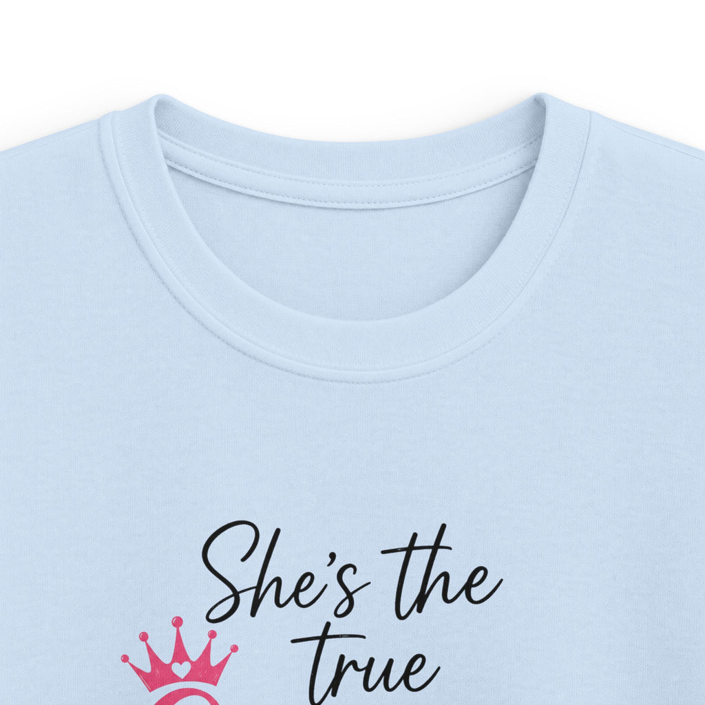 Kids Tee — "She's the True Queen, I'm Just Here for the Ride" Horse & Girl Graphic
