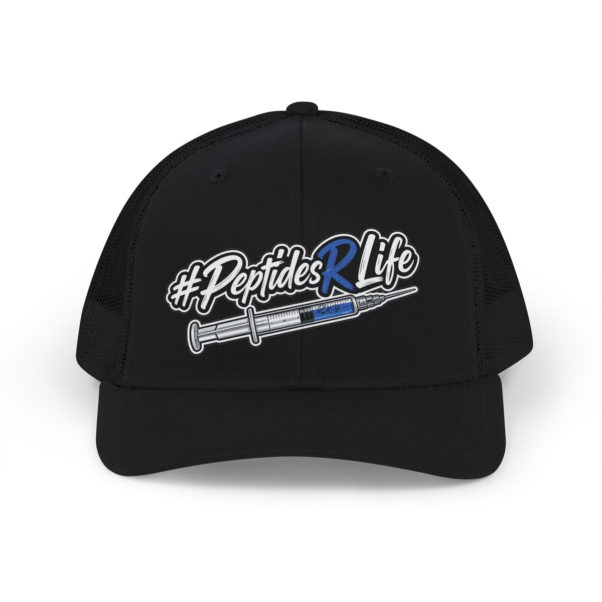 Snapback Trucker Cap — #PeptidesLife Embroidered Syringe Fitness Hat