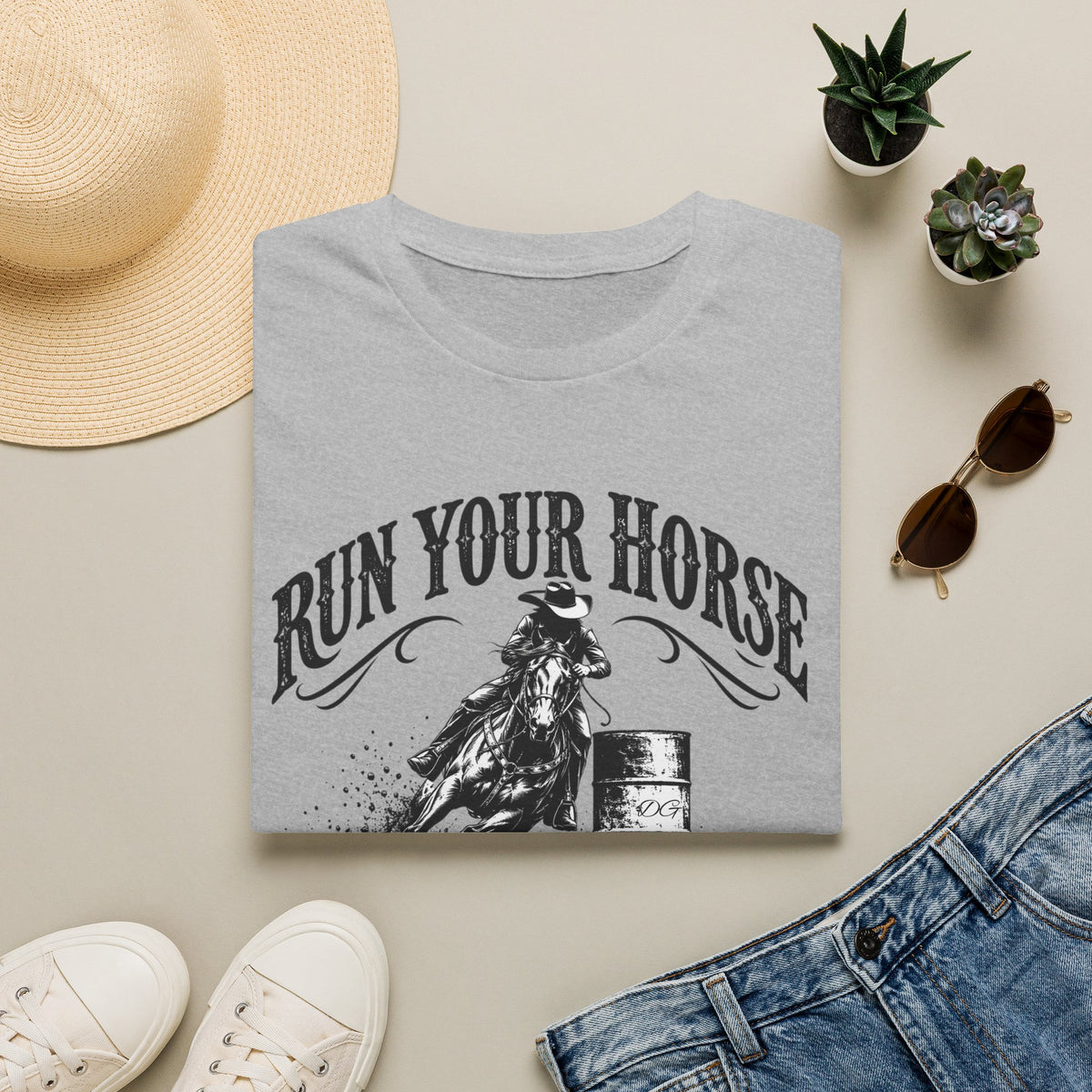Run Your Horse Not Your Mouth T‑Shirt — Vintage Western Rodeo Cowgirl Graphic Tee